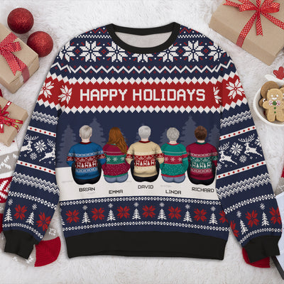 Family Happy Holidays - Personalized Custom All-Over-Print Sweatshirt