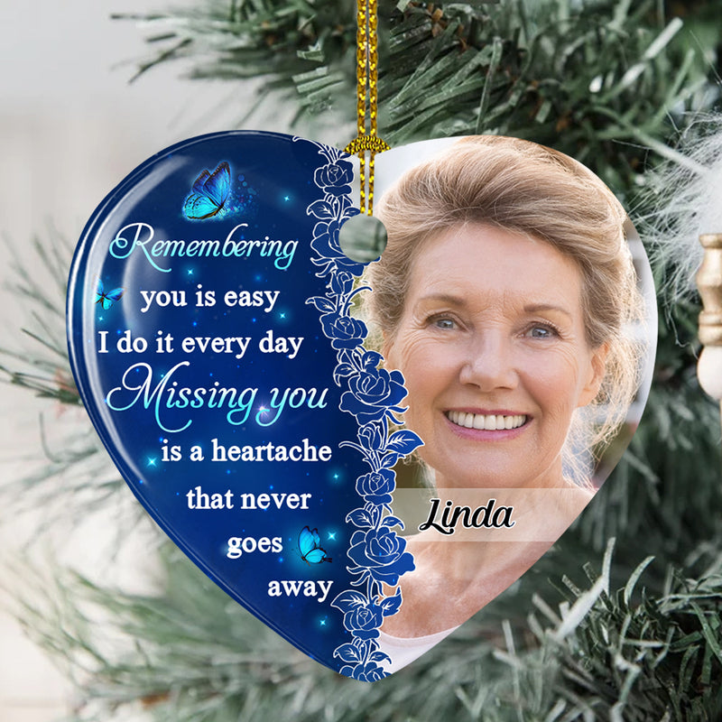 Missing You Always - Personalized Custom Heart Ceramic Ornament