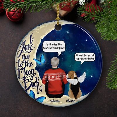 Love You To The Moon And Back - Personalized Custom Circle Ceramic Christmas Ornament