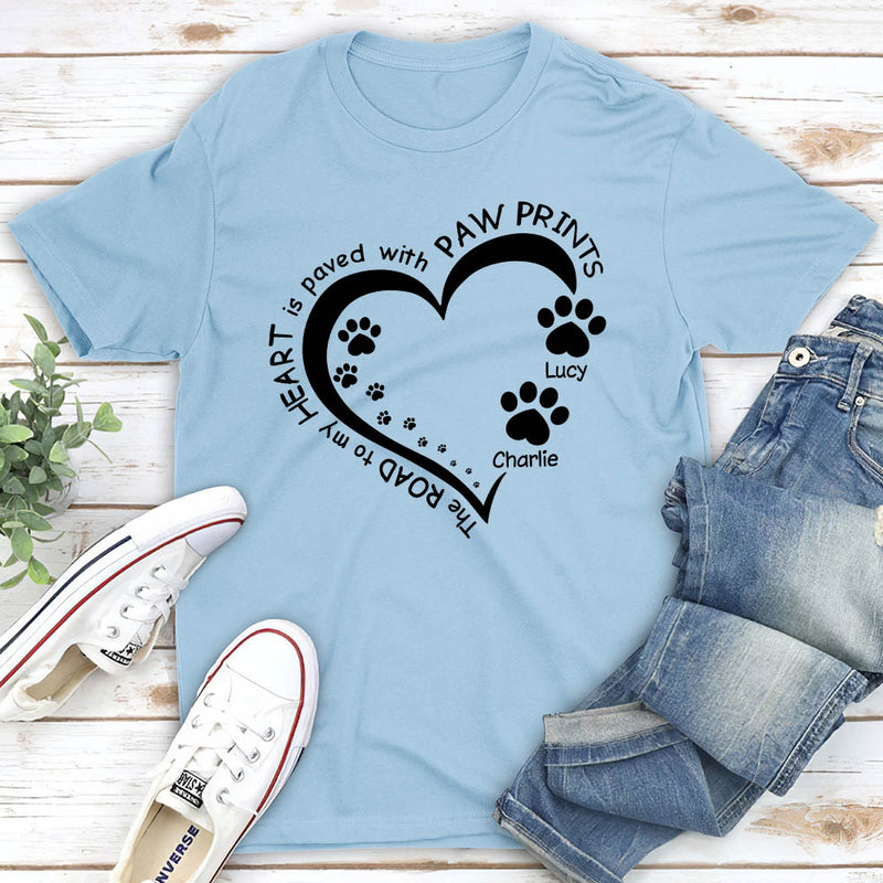 My Heart With Paw Prints 2 - Personalized Custom Unisex T-shirt