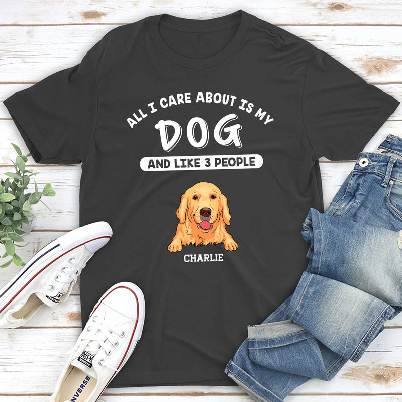 Dog And 3 People - Personalized Custom Unisex T-shirt