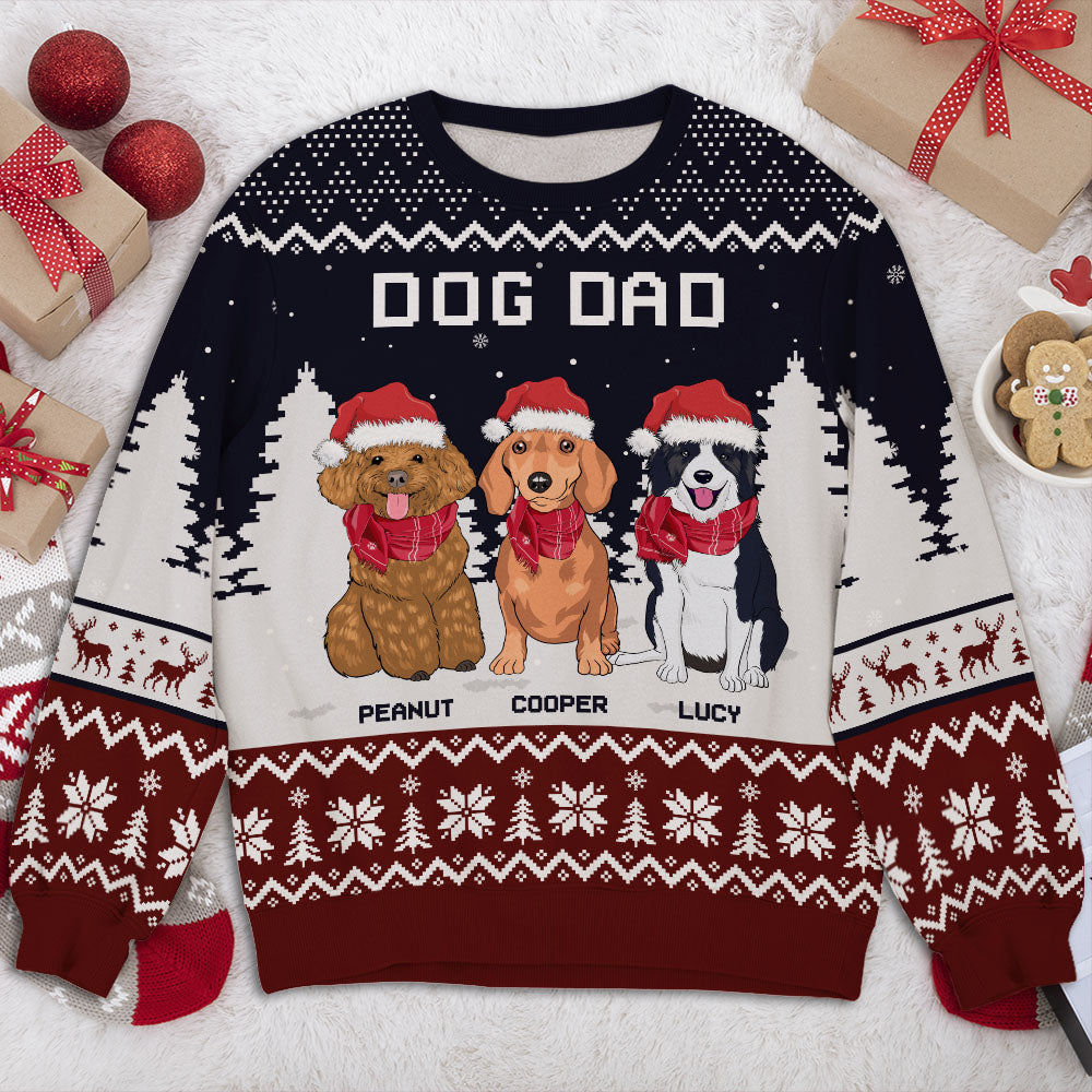 Dog Mom Dad Snowflake Custom Dogs Lover Personalized Christmas Ugly Sweatshirt
