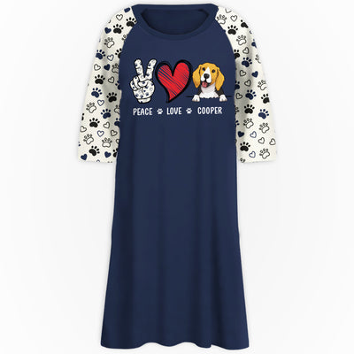 Peace Love Dog Pattern - Personalized Custom 3/4 Sleeve Dress