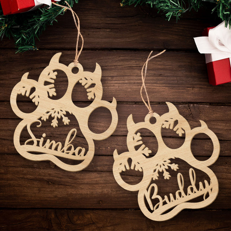 Cat Paw - Personalized Custom 1-layered Wood Ornament