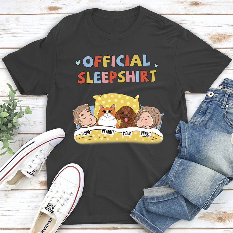 Sleeping Pet Sleepshirt Couple - Personalized Custom Premium T-shirt