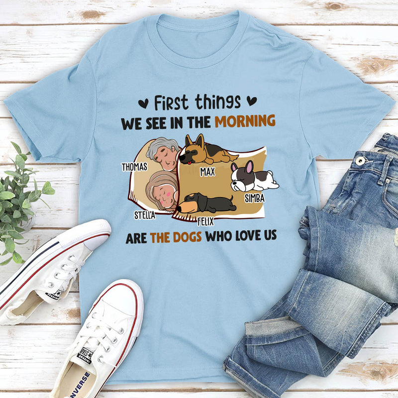 Morning First Thing Couple - Personalized Custom Unisex T-shirt