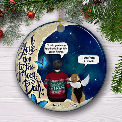 Love You To The Moon And Back - Personalized Custom Circle Ceramic Christmas Ornament