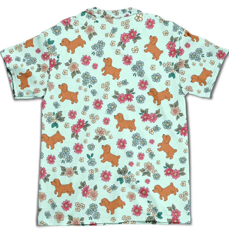 Dog Floral Seamless Shirt - Personalized Custom All-over-print T-shirt