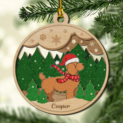 Paws And Snow - Personalized Custom 2-layered Wood Ornament