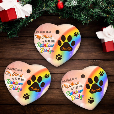 At The Rainbow Bridge - Personalized Custom Heart Ceramic Christmas Ornament