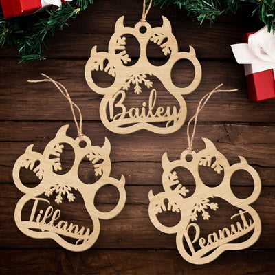 Cat Paw - Personalized Custom 1-layered Wood Ornament