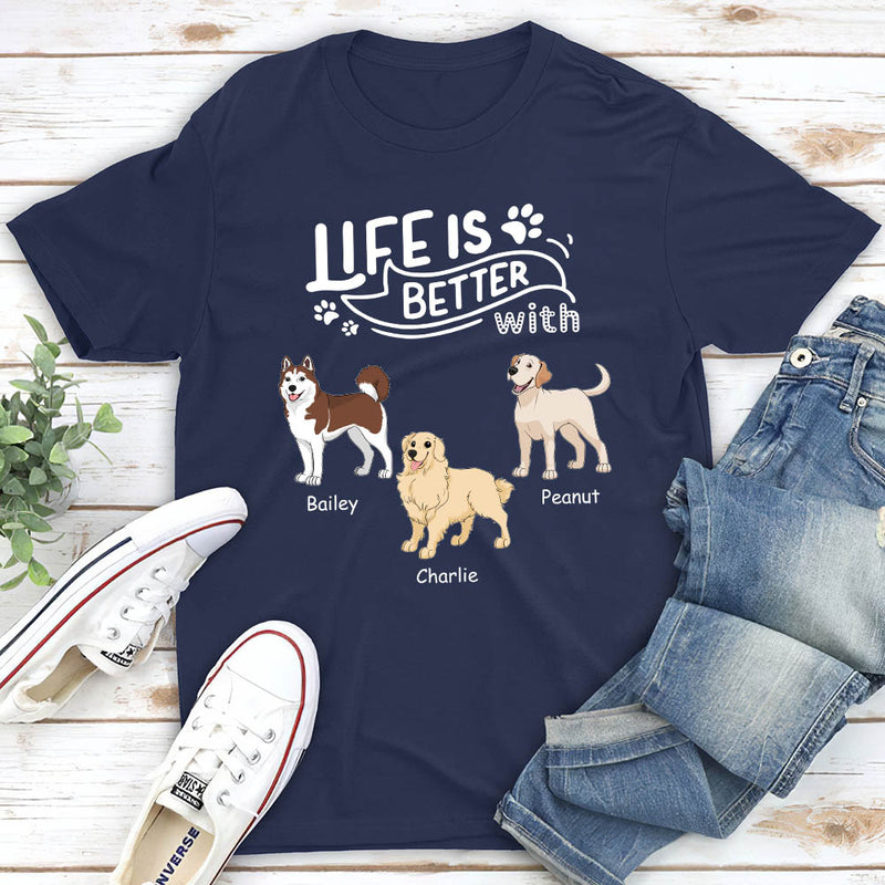 Better With Dog - Personalized Custom Unisex T-shirt