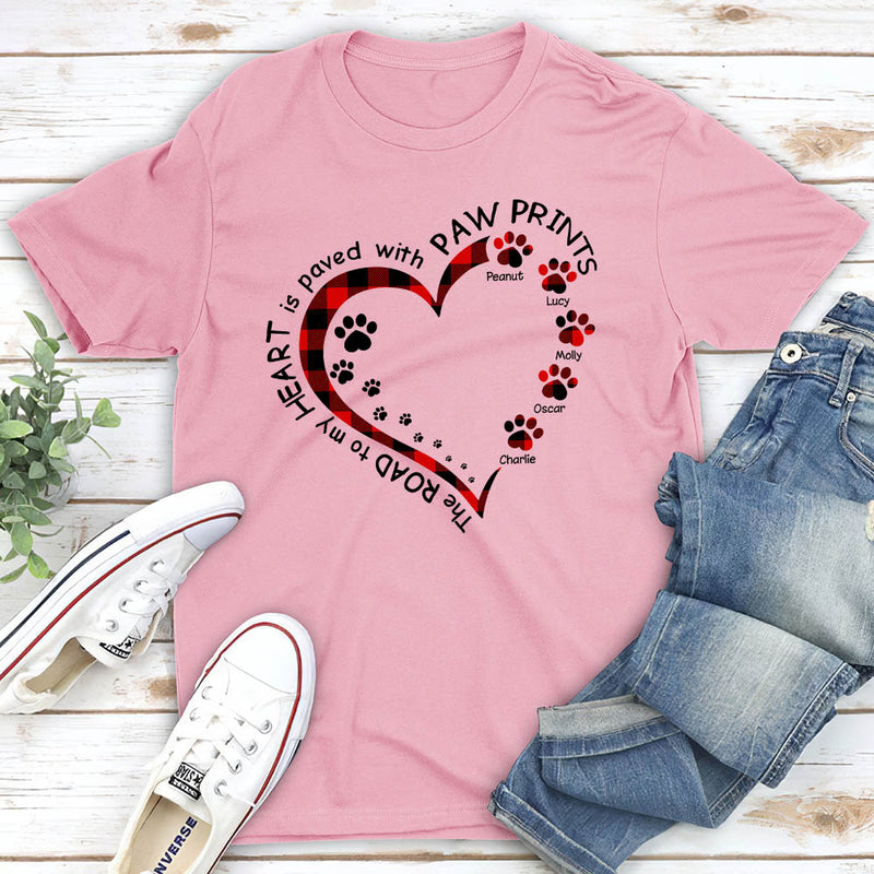 My Heart With Paw Prints 2 - Personalized Custom Unisex T-shirt