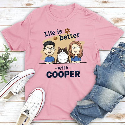 Couple With Pet - Personalized Custom Unisex T-shirt