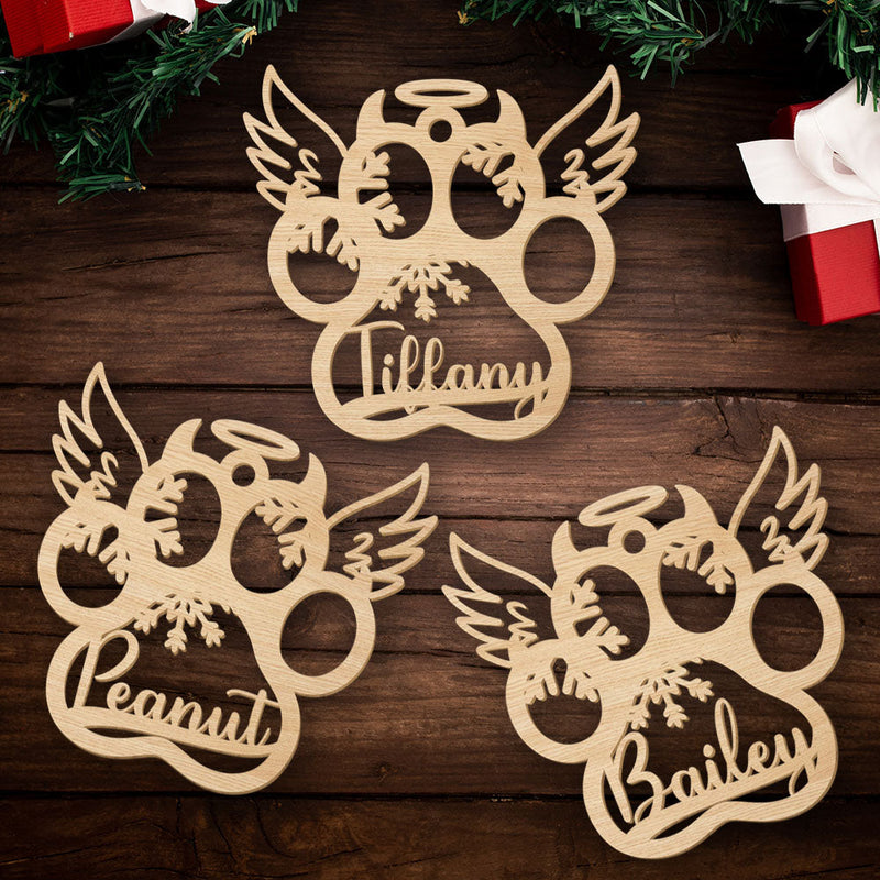 Cat Paw And Wings - Personalized Custom 1-layered Wood Ornament