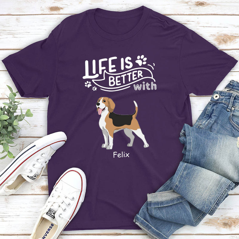 Better With Dog - Personalized Custom Unisex T-shirt