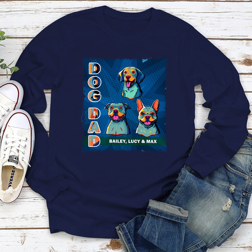 Dog Mom Dad Popart - Personalized Custom Long Sleeve T-shirt