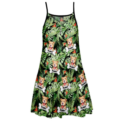 Dog Tropical Leaf - Personalized Custom Strap Dress