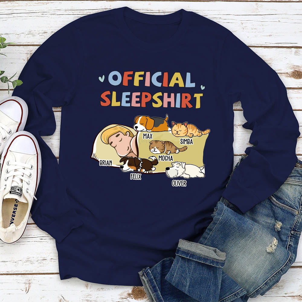 Sleeping Pet Sleepshirt Personalized Dog Parent Life Custom Long Sleeve Shirt
