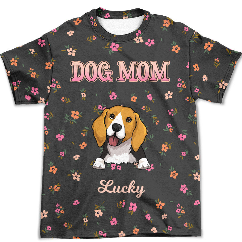 Dog And Colorful Flowers - Personalized Custom All-over-print T-shirt