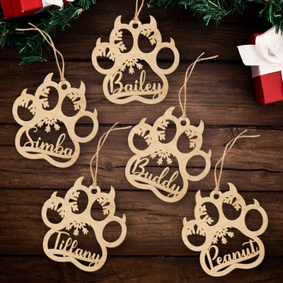 Cat Paw - Personalized Custom 1-layered Wood Ornament