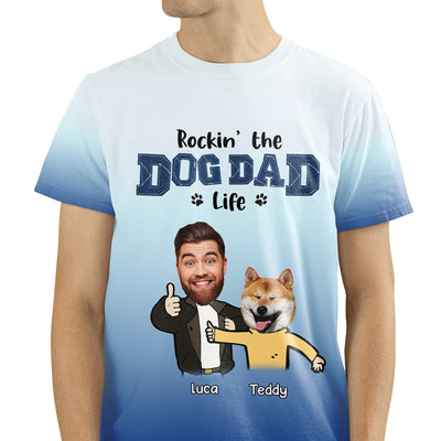 Rocking Dog Dad - Personalized Custom Photo All-over-print T-shirt