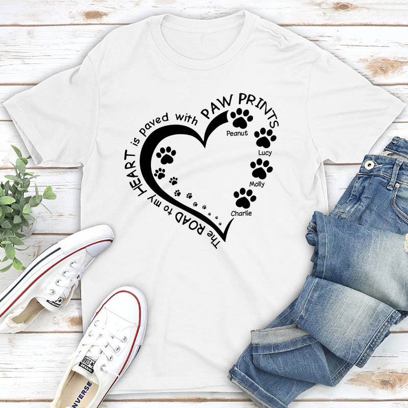 My Heart With Paw Prints 2 - Personalized Custom Unisex T-shirt