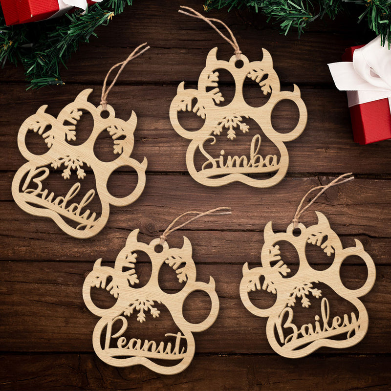 Cat Paw - Personalized Custom 1-layered Wood Ornament