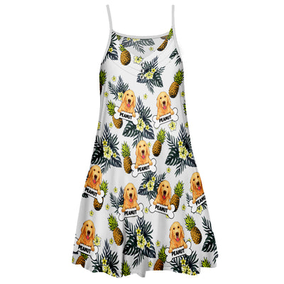 Dog White Pineapple - Personalized Custom Strap Dress