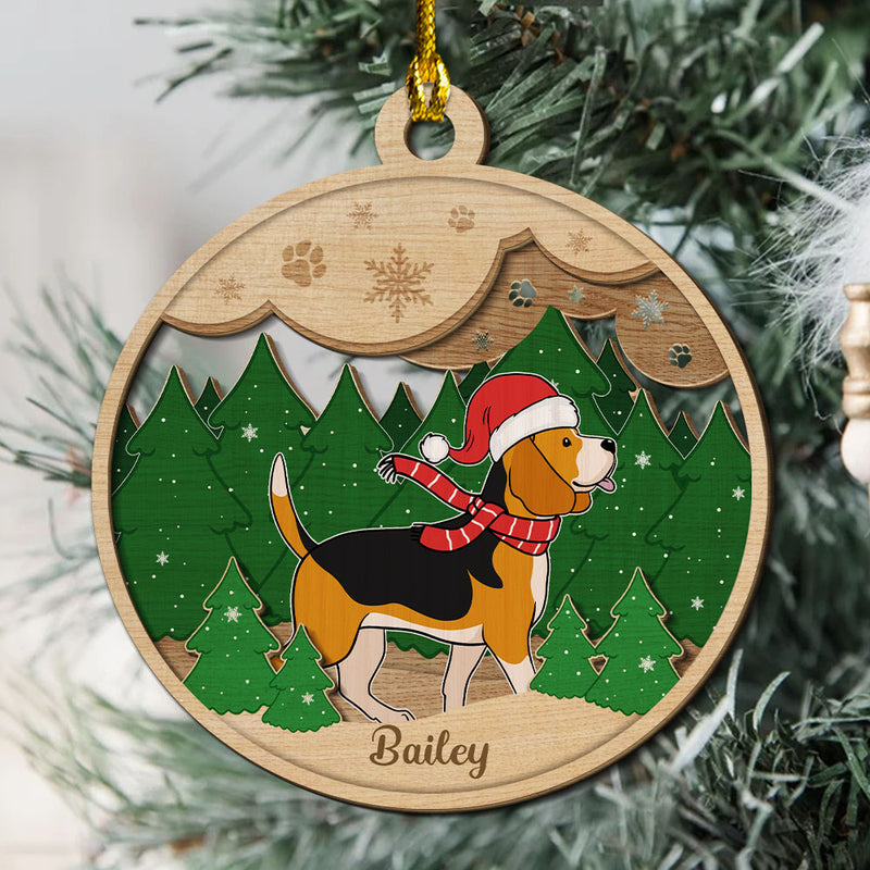 Paws And Snow - Personalized Custom 2-layered Wood Ornament