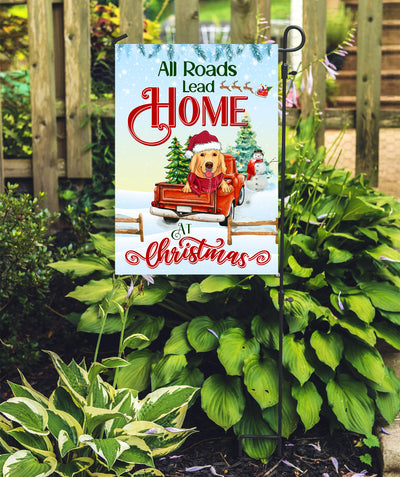 All Roads Lead Home - Personalized Custom Garden Flag - Christmas Decorations For Dog Lovers