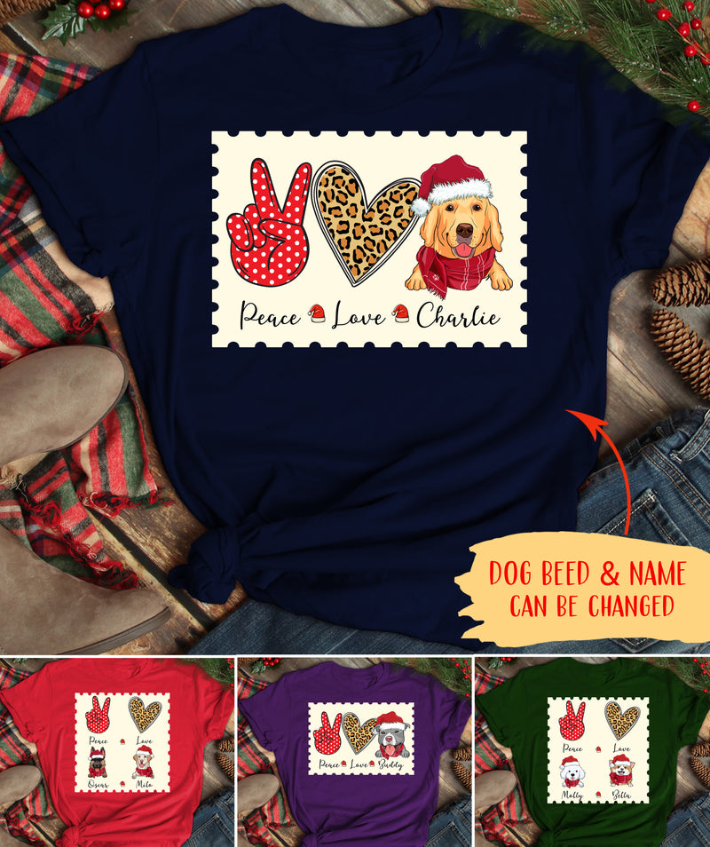 Christmas Peace Love Dog - Personalized Custom Premium T-shirt - Christmas Gifts