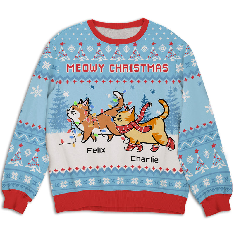 Meowy Christmas Mint - Personalized Custom All-Over-Print Sweatshirt