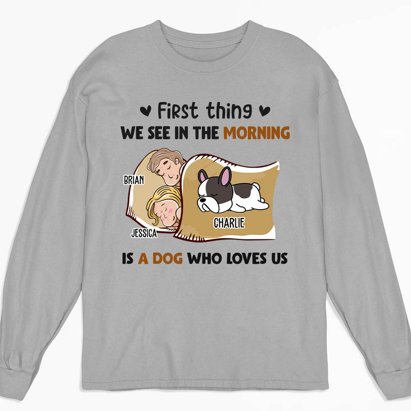 Morning First Thing Couple - Personalized Custom Long Sleeve T-shirt