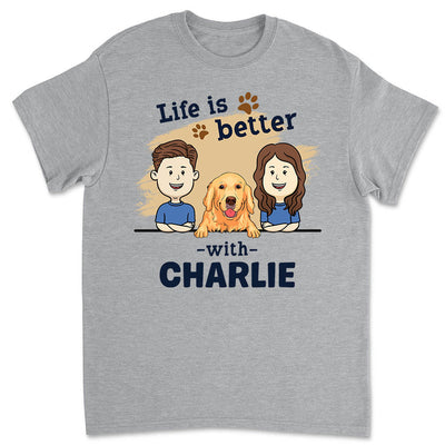 Couple With Pet - Personalized Custom Premium T-shirt