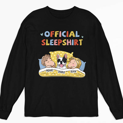 Sleeping Pet Sleepshirt Couple - Personalized Custom Long Sleeve T-shirt