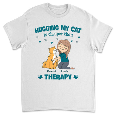 Hugging My Cat - Personalized Custom Unisex T-shirt