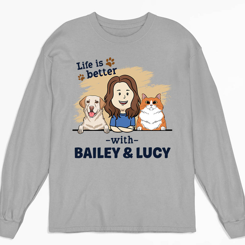 With Pet - Personalized Custom Long Sleeve T-shirt