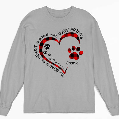 My Heart With Paw Prints - Personalized Custom Long Sleeve T-shirt