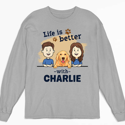 Couple With Pet - Personalized Custom Long Sleeve T-shirt