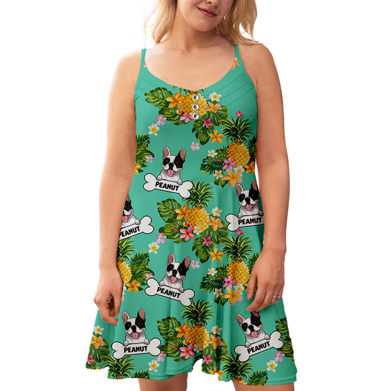Dog Green Pineapple- Personalized Custom Strap Dress