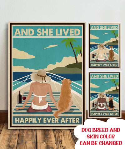 Boat With Dog - Personalized Custom Canvas - Happily Ever After