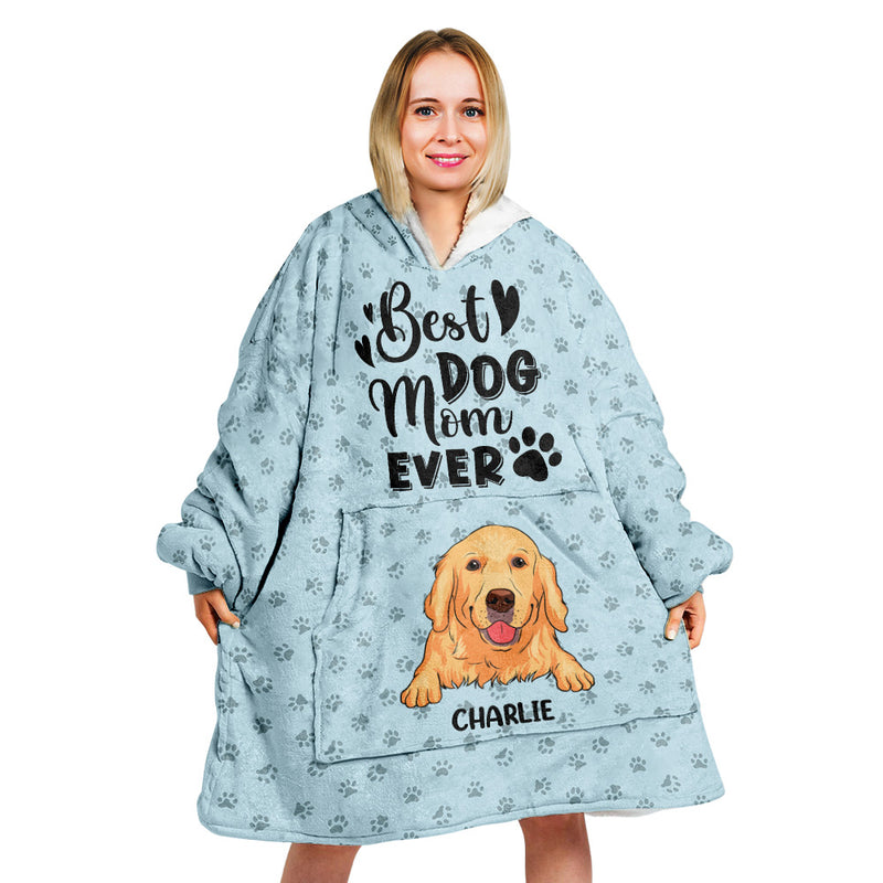 Best Dog Mom - Personalized Custom Blanket Hoodie