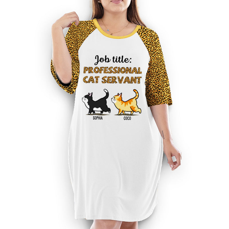 Professional Cat Servant Leopard - Personalized Custom 3/4 Sleeve Dress