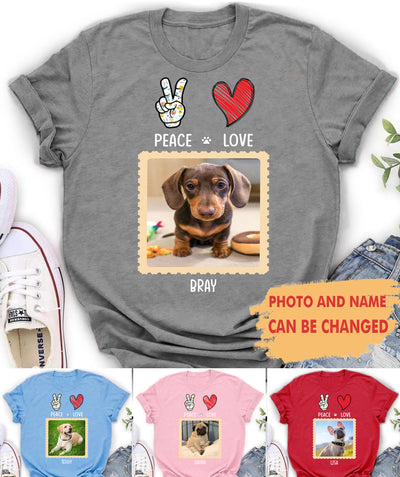 Peace Love Dog - Personalized Custom Photo Premium T-Shirt
