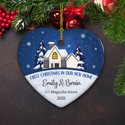 For Our New Home - Personalized Custom Heart Ceramic Christmas Ornament