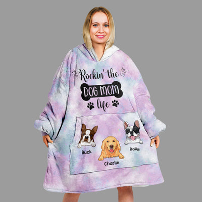 Dog Mom Life - Personalized Custom Blanket Hoodie