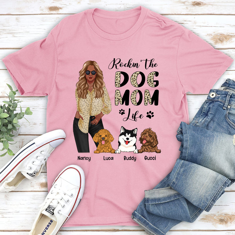 Dog Mom Leopard - Personalized Custom Unisex T-shirt