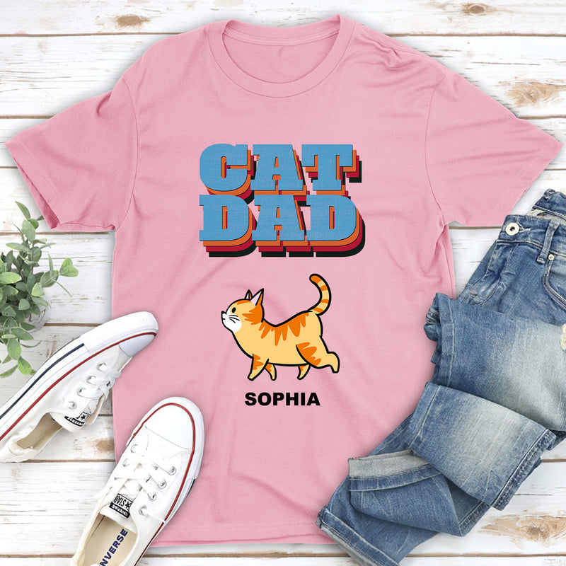 Cat Dad Retro - Personalized Custom Unisex T-shirt
