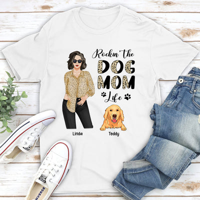 Dog Mom Leopard - Personalized Custom Unisex T-shirt